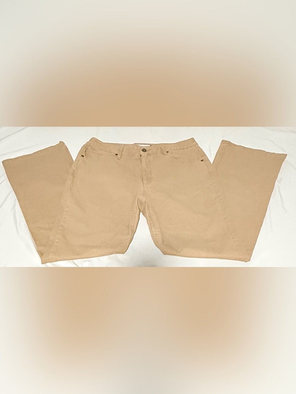 Liz Claiborne Women’s Bootcut Fit Cotton & Spandex Beige Tan Size 12 Inseam 31